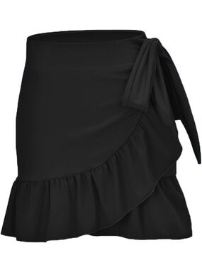 Women's Black Ruffle Wrap Skirt